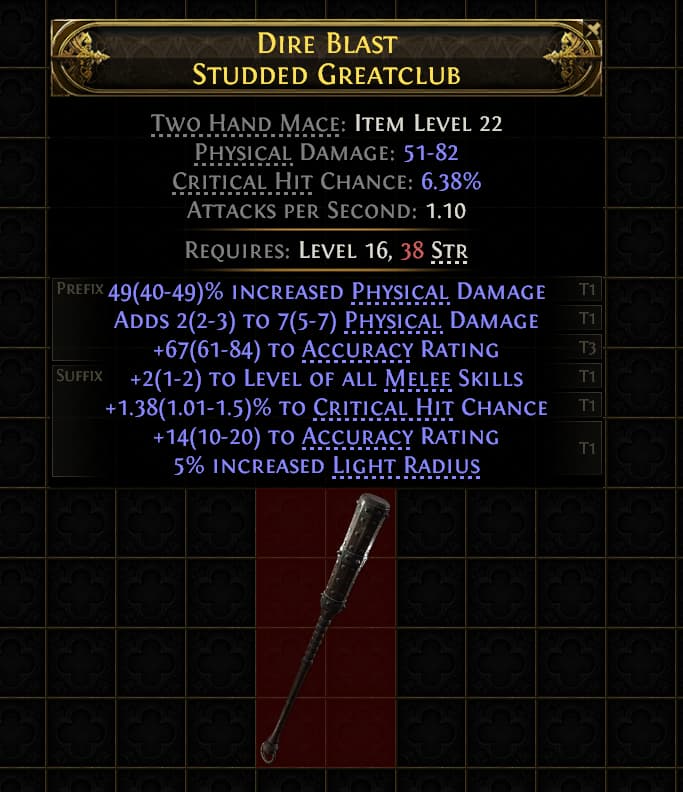 Dire Blast Studded Greatclub#124288