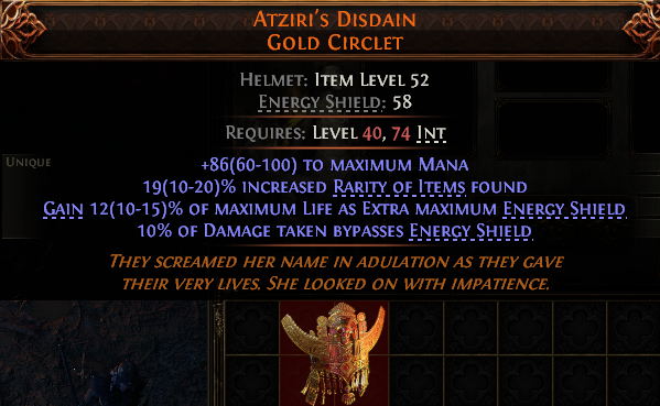 Atziri'S Disdain Gold Circlet#550916