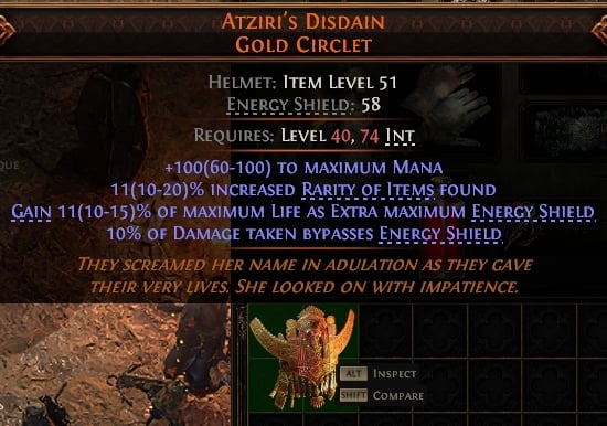 Atziri'S Disdain Gold Circlet#206672