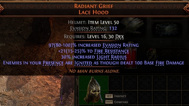 Radiant Grief Lace Hood#370480