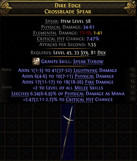 Dire Edge Crossblade Spear#284728