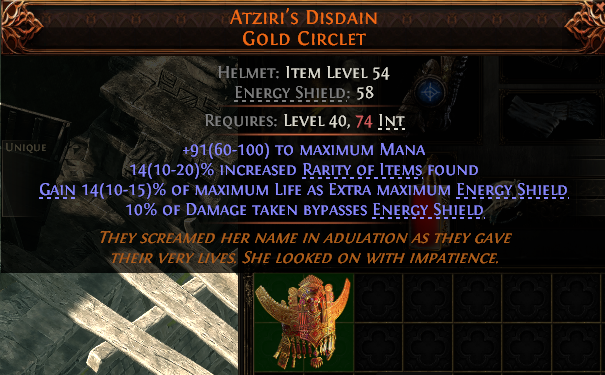 Atziri'S Disdain Gold Circlet#159301