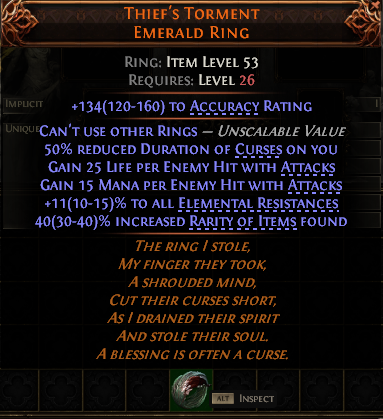 Thief'S Torment Emerald Ring#888819