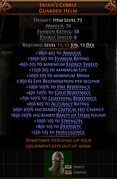 Erian'S Cobble Guarded Helm#613304