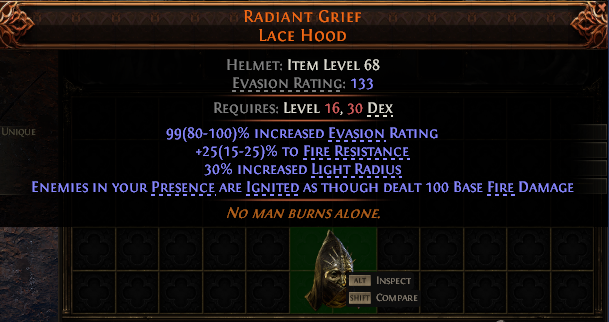Radiant Grief Lace Hood#356060