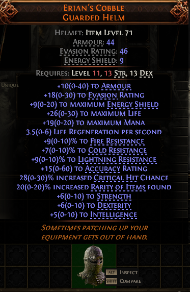 Erian'S Cobble Guarded Helm#195222