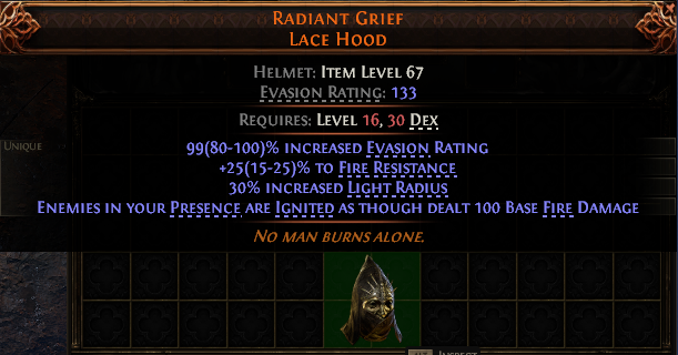 Radiant Grief Lace Hood#248244