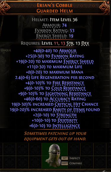 Erian'S Cobble Guarded Helm#170325