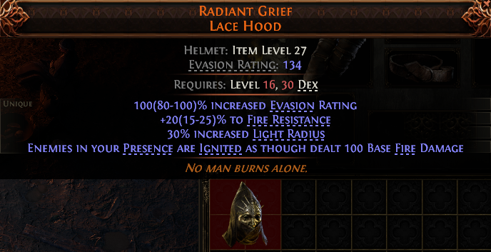 Radiant Grief Lace Hood#95487