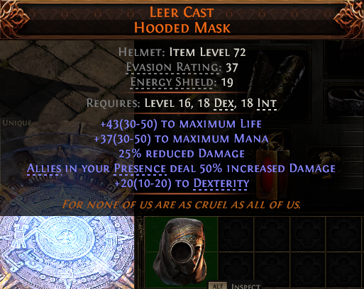 Leer Cast Hooded Mask#884648