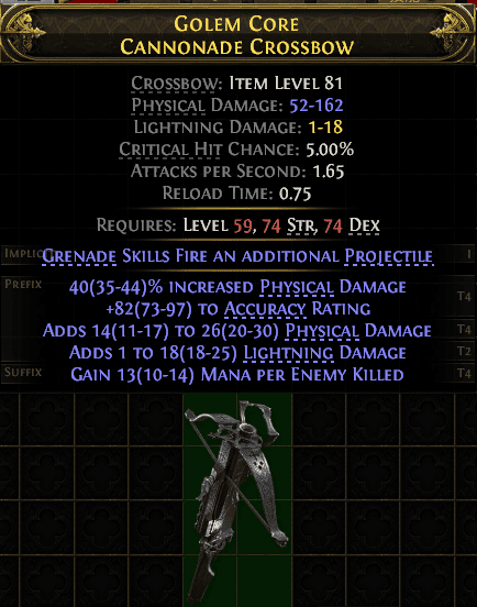 Golem Core Cannonade Crossbow#163385