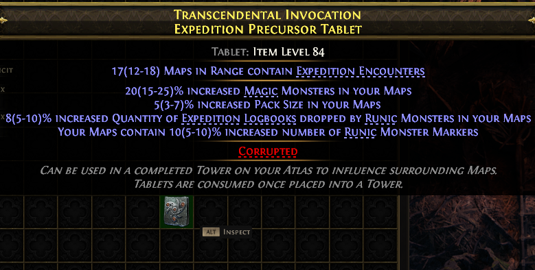 Transcendental Invocation Expedition Precursor Tablet#759087
