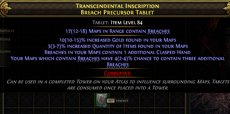 Transcendental Inscription Breach Precursor Tablet#597238