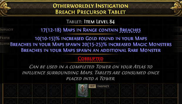 Otherworldly Instigation Breach Precursor Tablet#198977