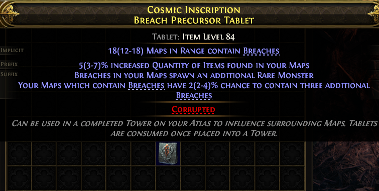 Cosmic Inscription Breach Precursor Tablet#81554