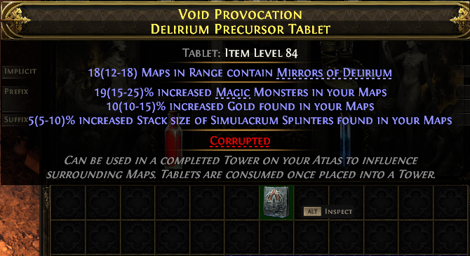Void Provocation Delirium Precursor Tablet#163401