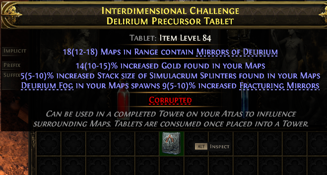 Interdimensional Challenge Delirium Precursor Tablet#704052