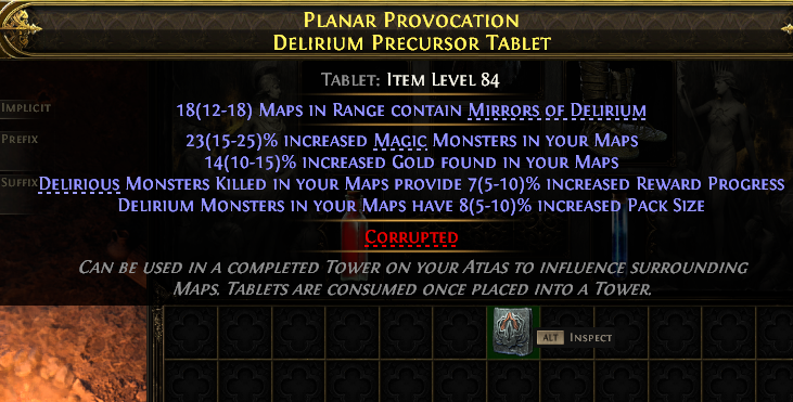 Planar Provocation Delirium Precursor Tablet#680084