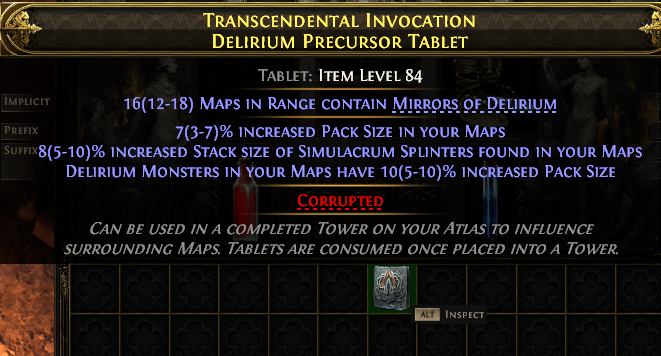 Transcendental Invocation Delirium Precursor Tablet#285399