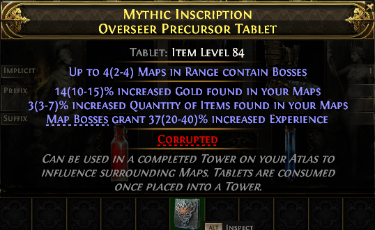 Mythic Inscription Overseer Precursor Tablet#289109
