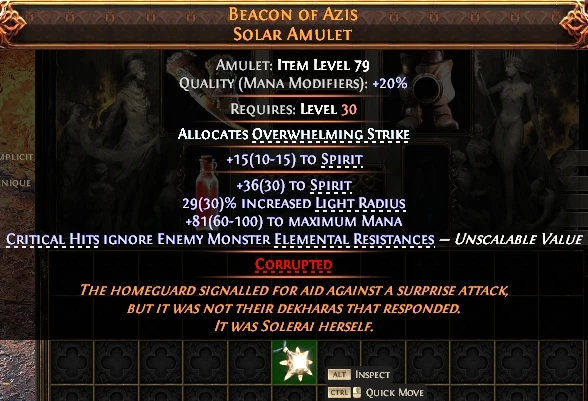 BEACON OF AZISSOLAR AMULET