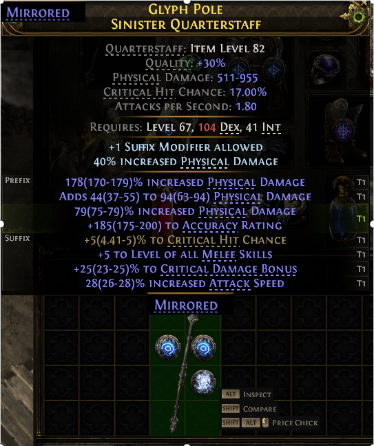 GLYPH POLE SINISTER QUARTERSTAFF (J)