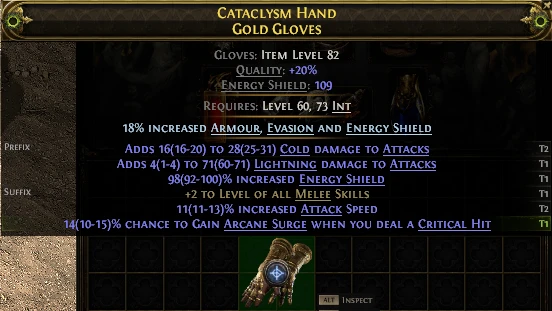 CATACLYSM HAND GOLD GLOVES