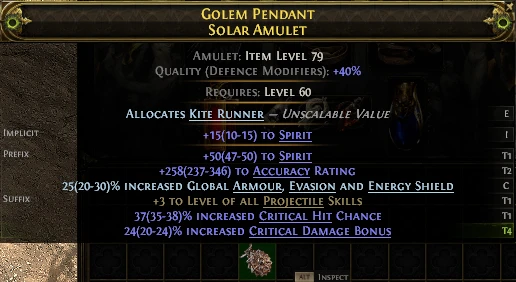 GOLEM PENDANT SOLAR AMULET