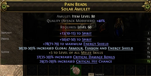PAIN BEADS SOLAR AMULET