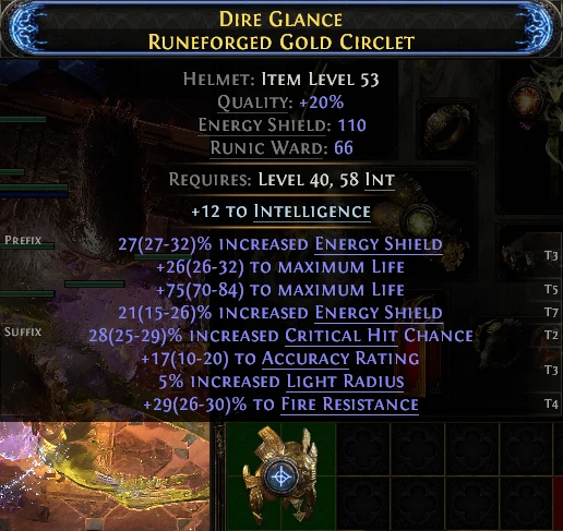 DIRE GLANCE RUNEFORGED GOLD CIRCLET