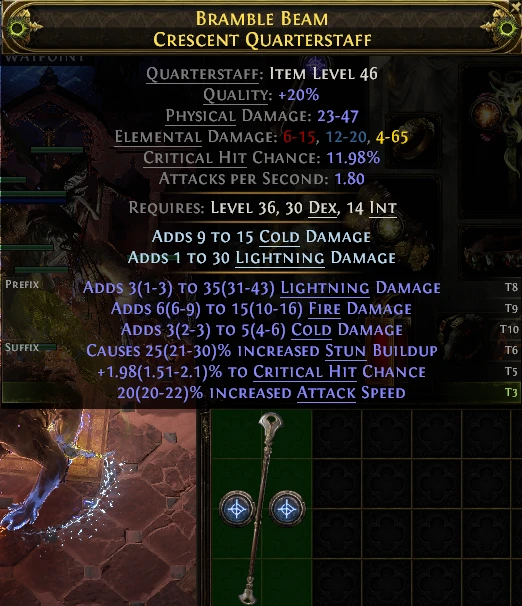 BRAMBLE BEAM CRESCENT QUARTERSTAFF WATPOINT