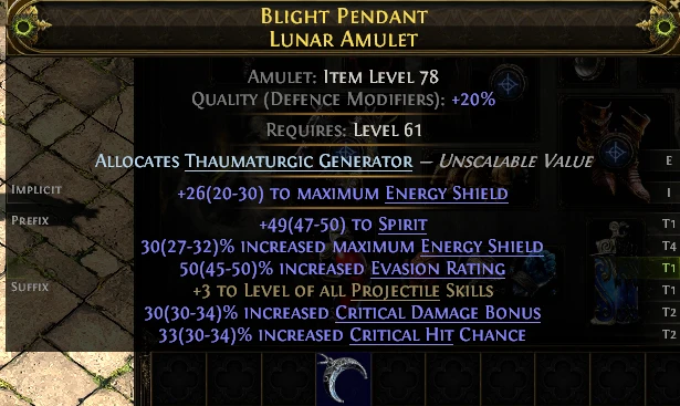 BLIGHT PENDANT LUNAR AMULET