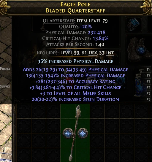 EAGLE POLE BLADED QUARTERSTAFF