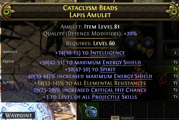 CATACLYSM BEADS LAPIS AMULET