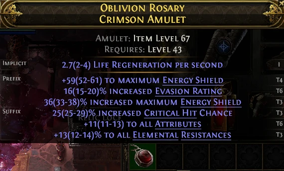 OBLIVION ROSARY CRIMSON AMULET