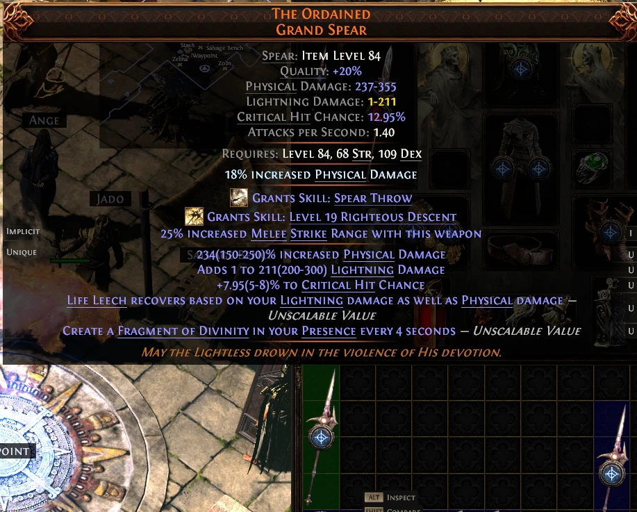 THE ORDAINED GRAND SPEAR Stash X Salvage Bench Zelina Waypoint