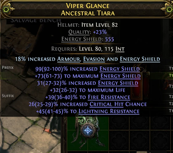 VIPER GLANCE ANCESTRAL TIARA SALVAGE DENCH