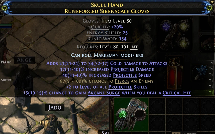 SKULL HAND RUNEFORGED SIRENSCALE GLOVES