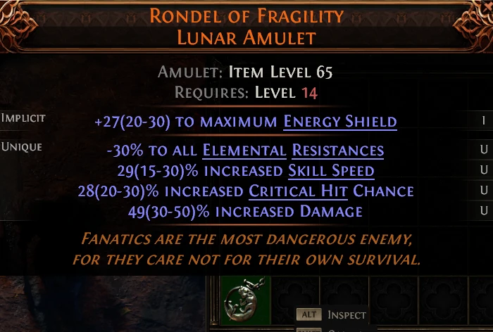 RONDEL OF FRAGILITY LUNAR AMULET
