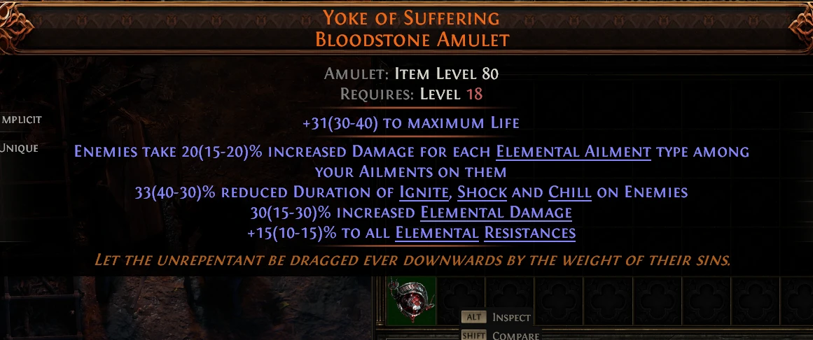 YOKE OF SUFFERING BLOODSTONE AMULET