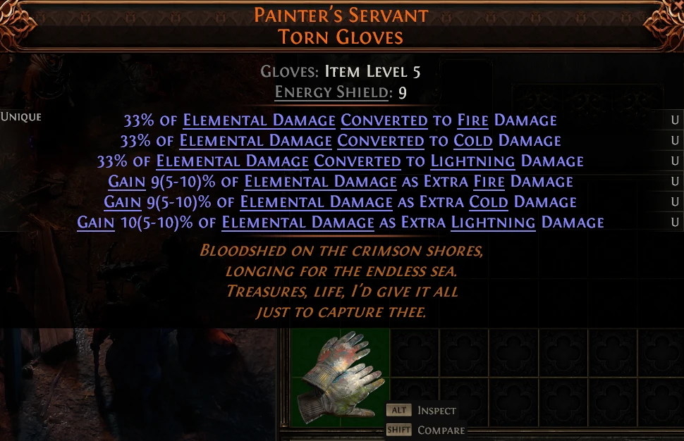 PAINTER'S SERVANT TORN GLOVES