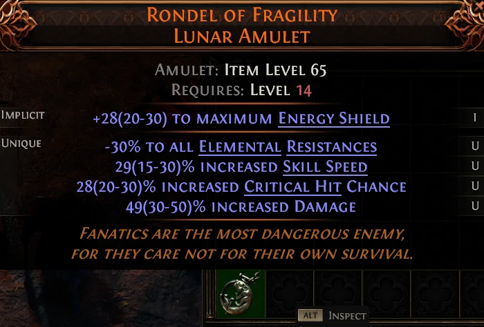RONDEL OF FRAGILITY LUNAR AMULET