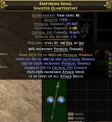 EMPYREAN SONG SINISTER QUARTERSTAFF