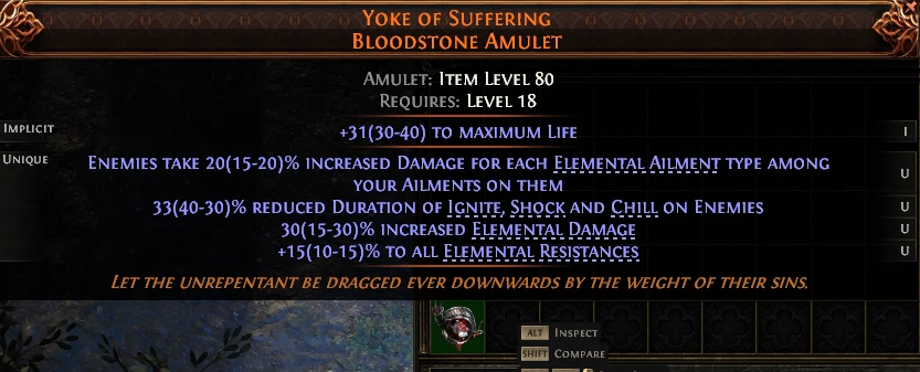 YOKE OF SUFFERING BLOODSTONE AMULET