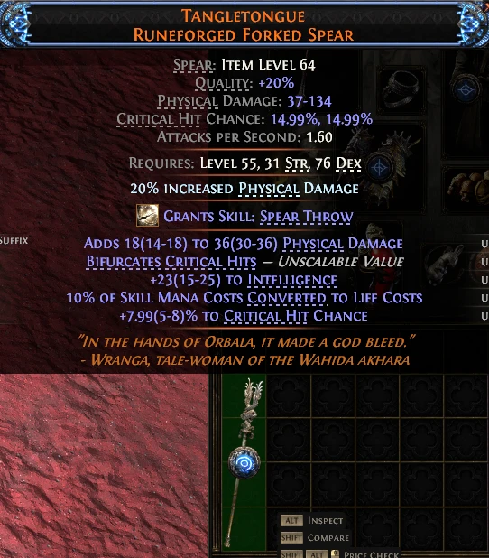 TANGLETONGUE RUNEFORGED FORKED SPEAR