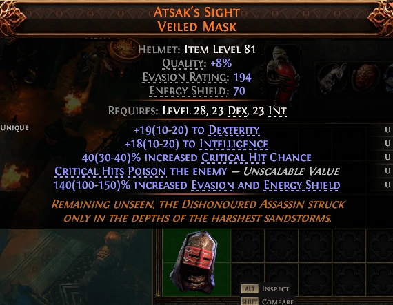 ATSAK'S SIGHT VEILED MASK
