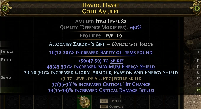HAVOC HEART GOLD AMULET