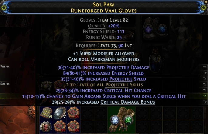 SOL PAW RUNEFORGED VAAL GLOVES