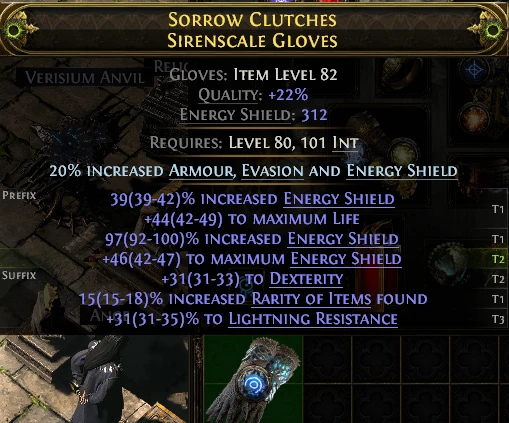 SORROW CLUTCHES SIRENSCALE GLOVES RELIC VERISIUM ANVIL