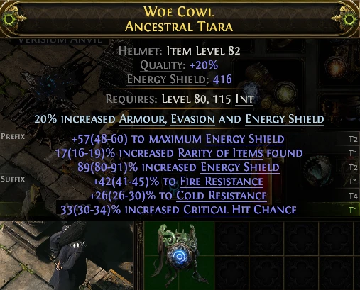 WOE COWL ANCESTRAL TIARA VERISION ANVIL